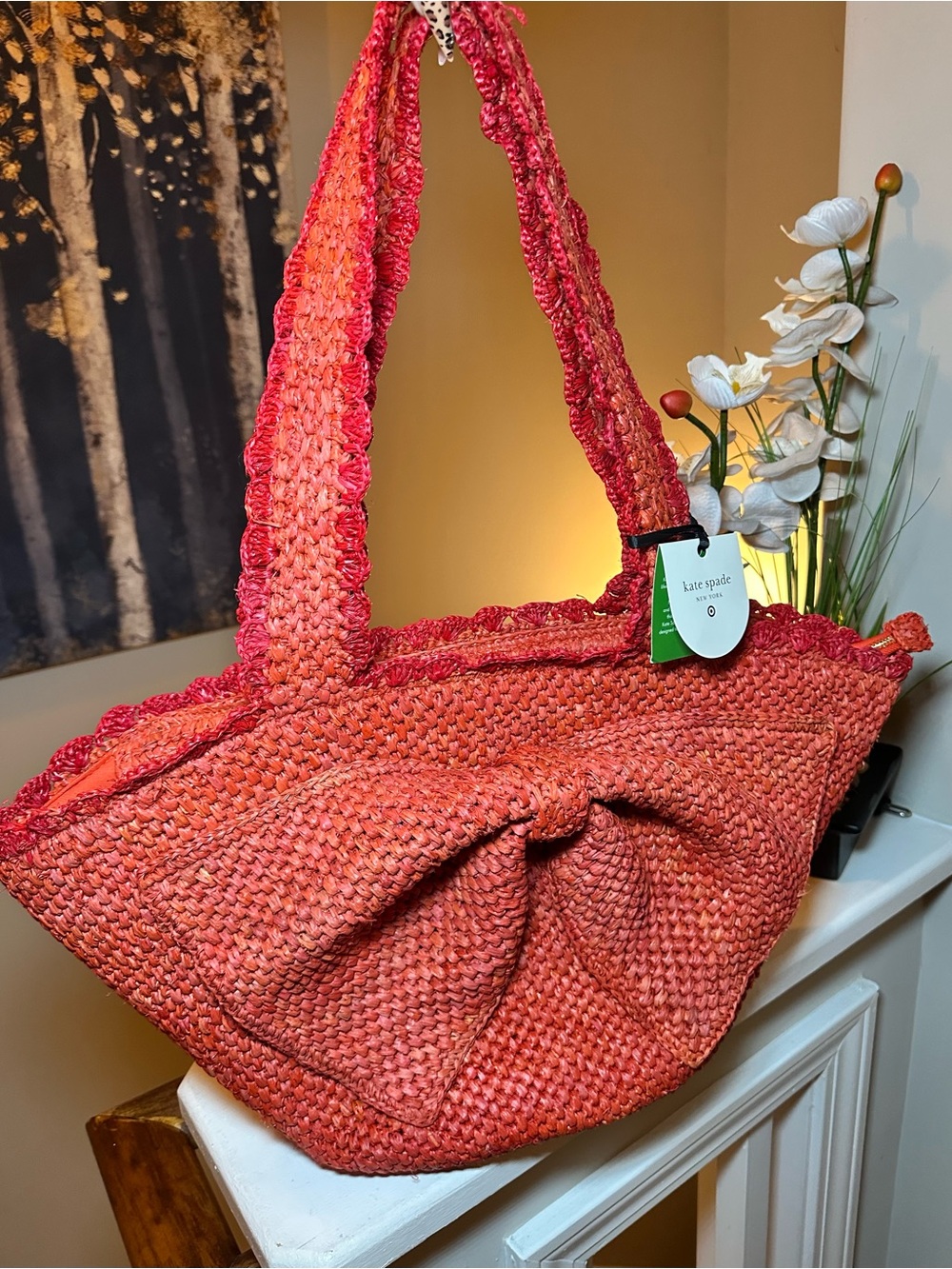 kate spade x Target Woven straw tote with bow detail